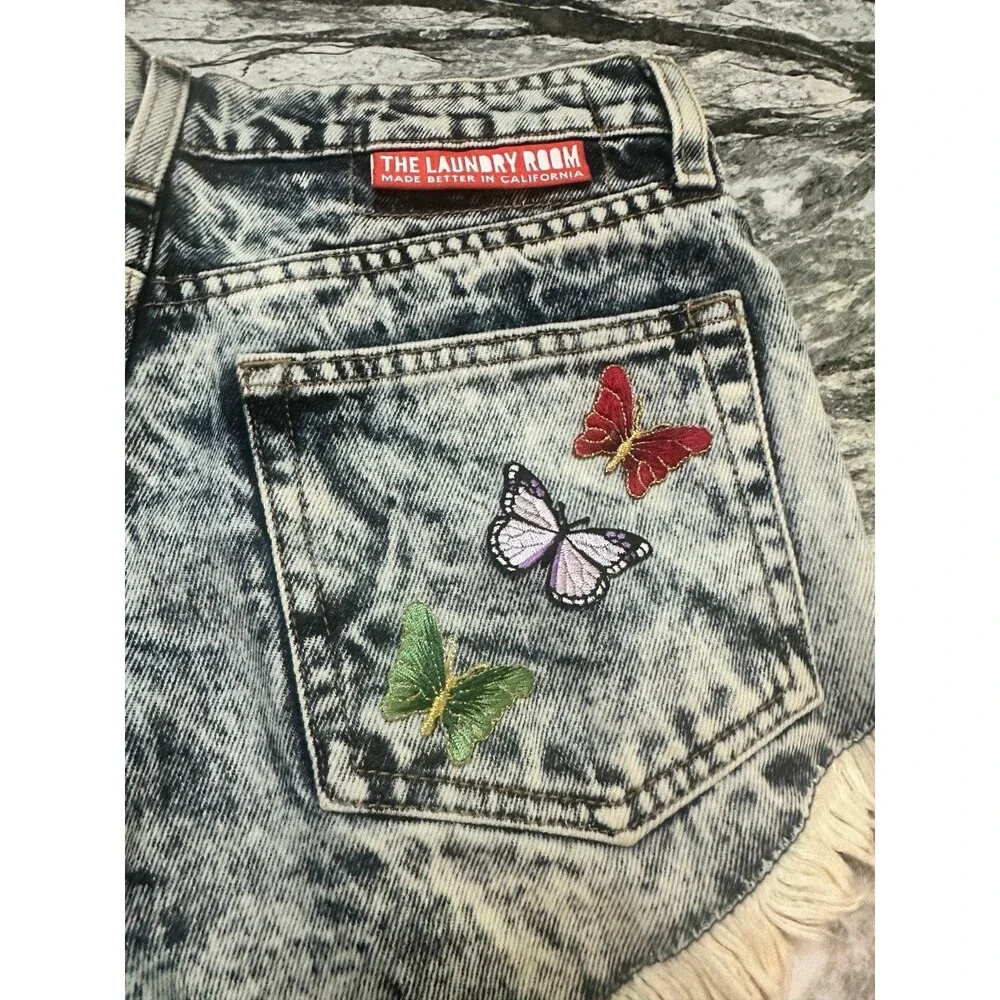 The Laundry Room Acid-Wash Distressed Jean Shorts - Black, White